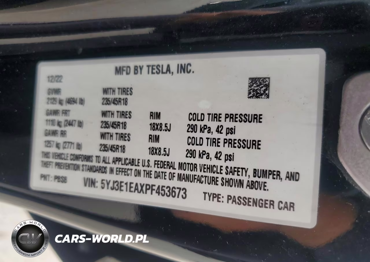 2023 Tesla Model 3 VIN:5YJ3E1EAXPF453673 - 12