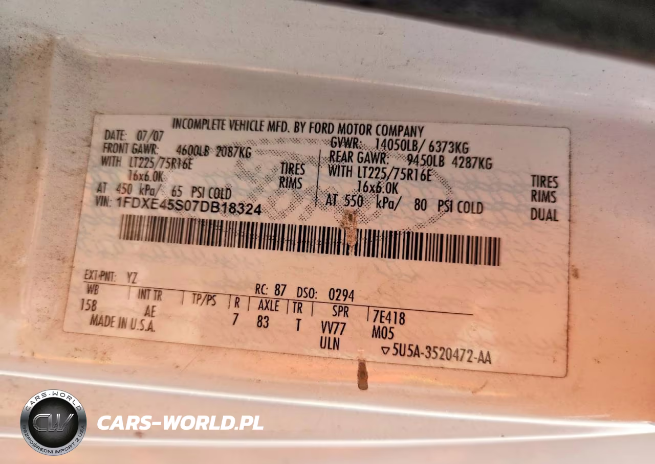 2007 Ford Econoline E450 Super Duty Cutaway Van VIN:1FDXE45S07DB18324 - 13