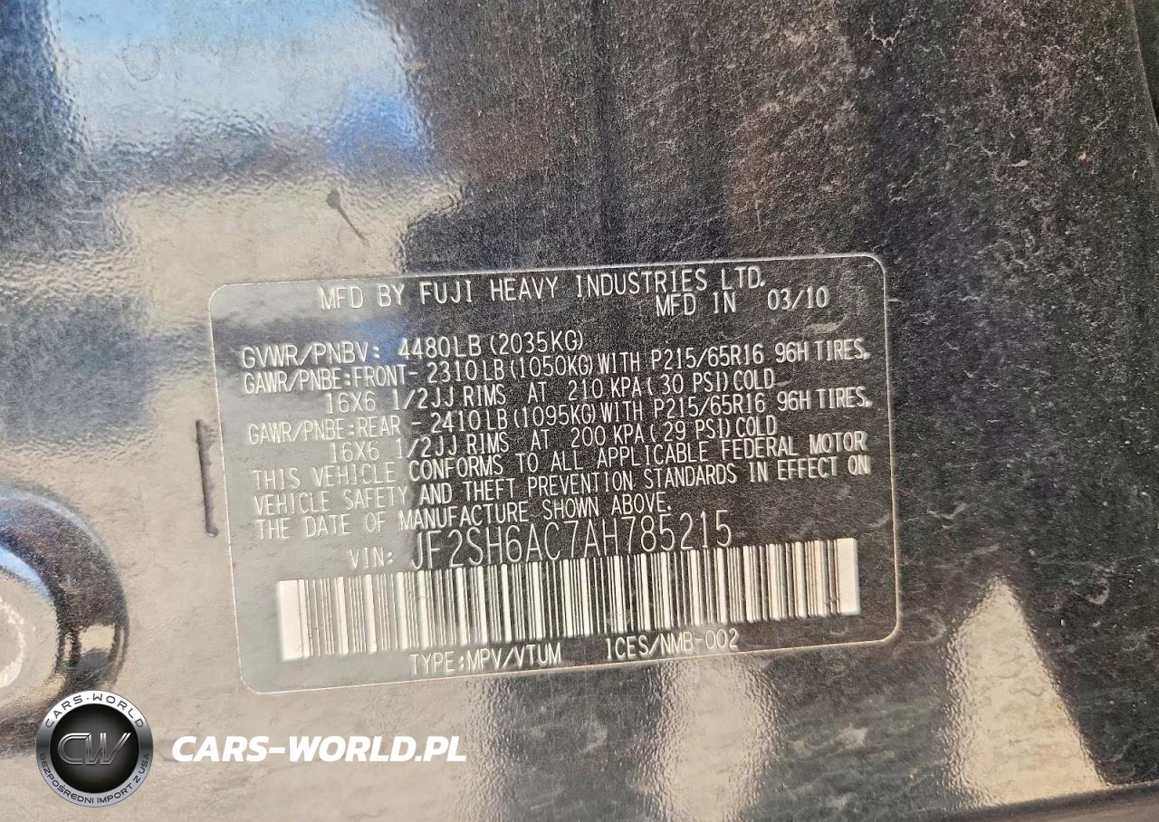 2010 Subaru Forester 2.5X VIN:JF2SH6AC7AH785215 - 13