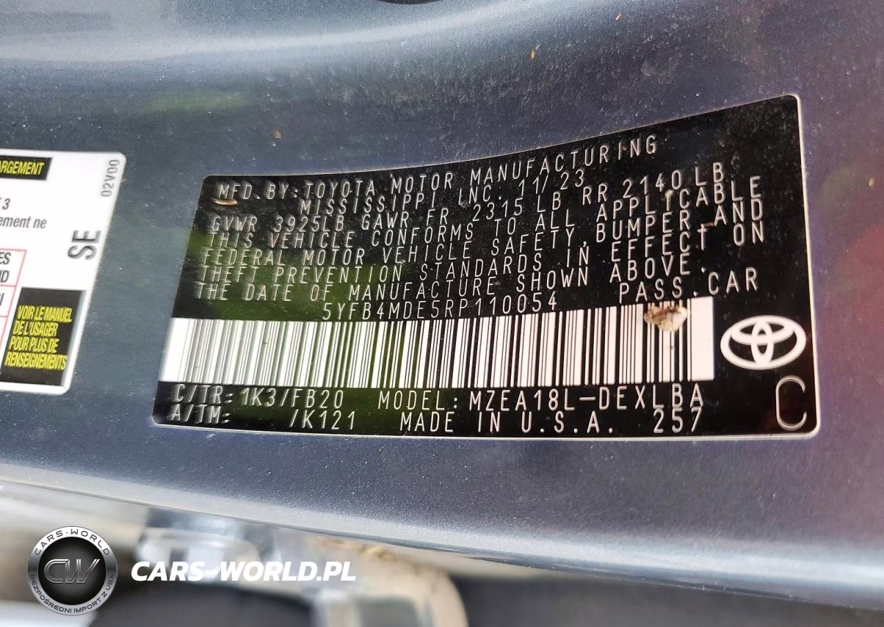 2024 Toyota Corolla Le VIN:5YFB4MDE5RP110054 - 12
