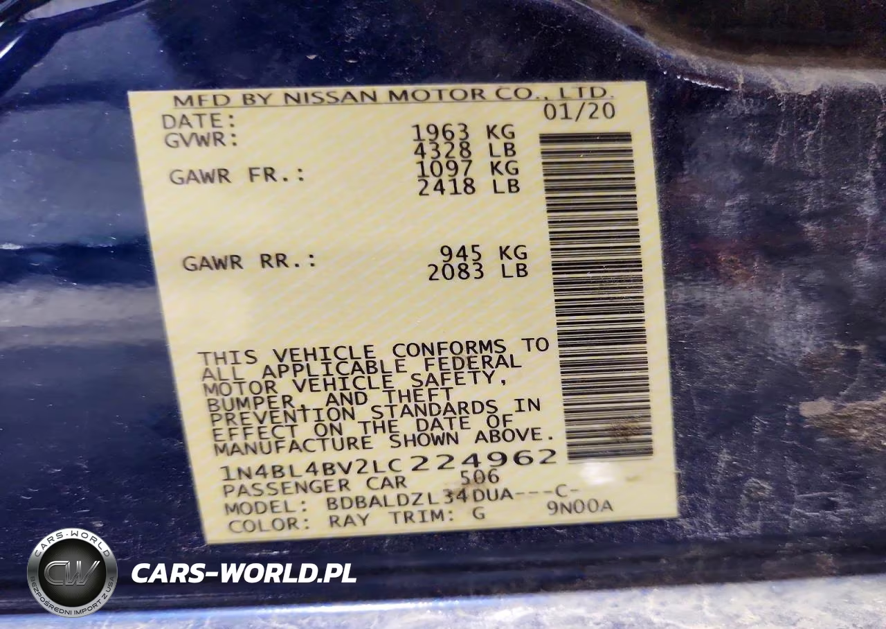2020 Nissan Altima S VIN:1N4BL4BV2LC224962 - 13