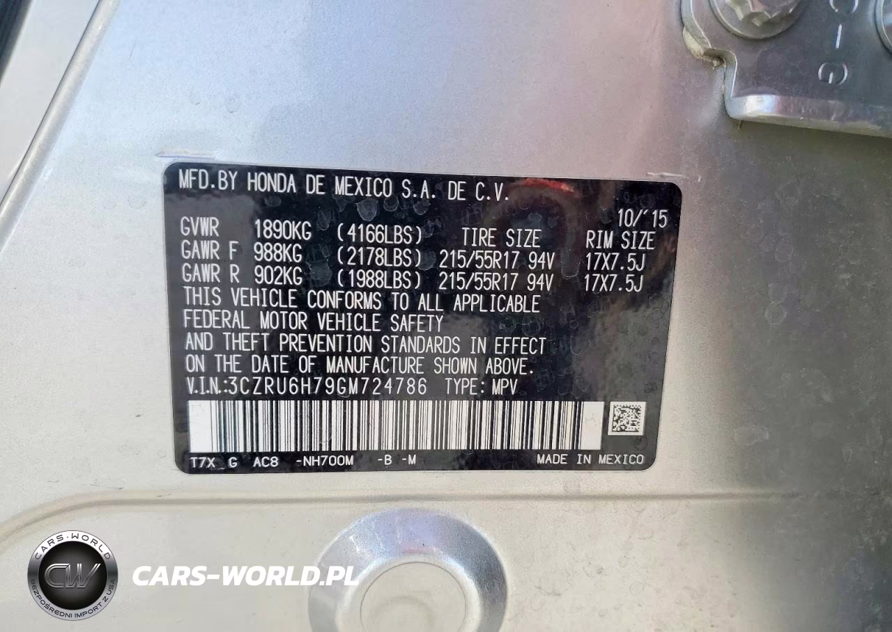 2016 Honda Hr-V Exl VIN:3CZRU6H79GM724786 - 13