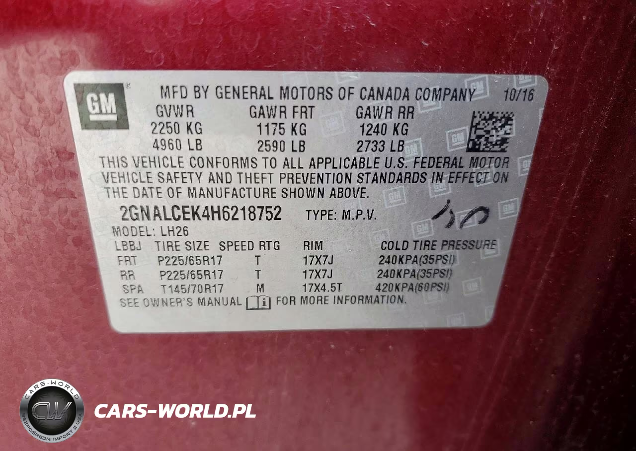 2017 Chevrolet Equinox Lt VIN:2GNALCEK4H6218752 - 13