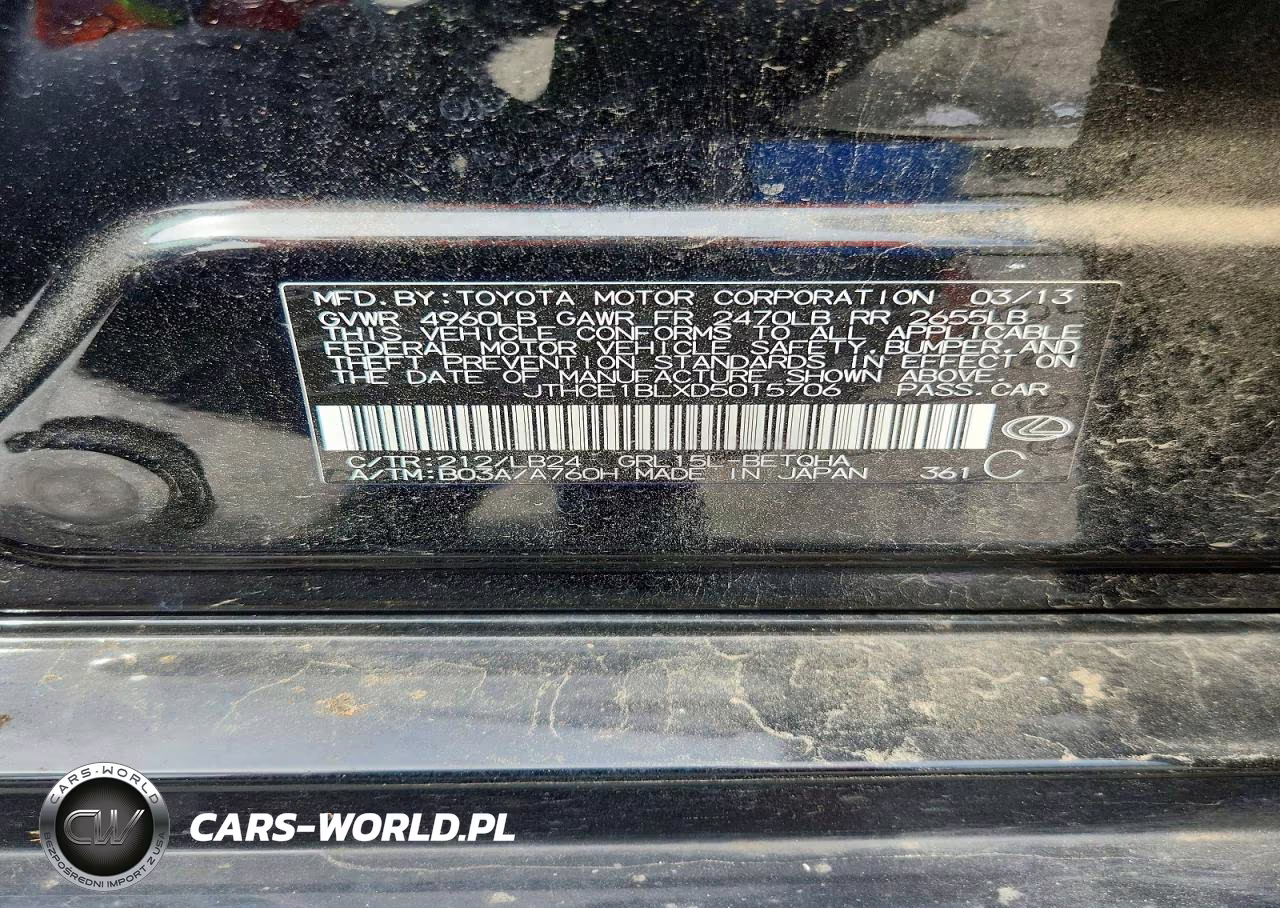2013 Lexus Gs 350 VIN:JTHCE1BLXD5015706 - 12
