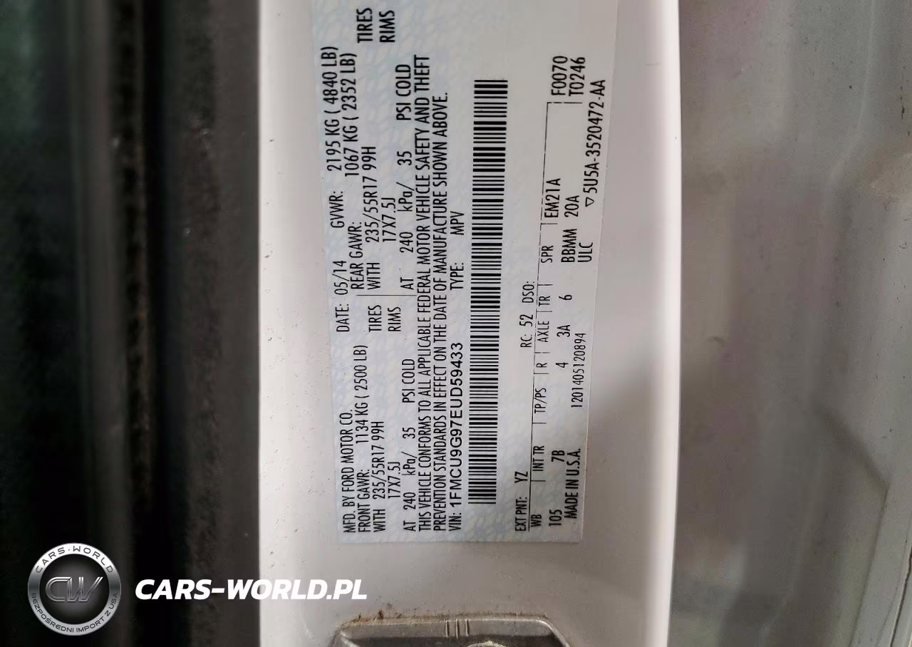 2014 Ford Escape Se VIN:1FMCU9G97EUD59433 - 13