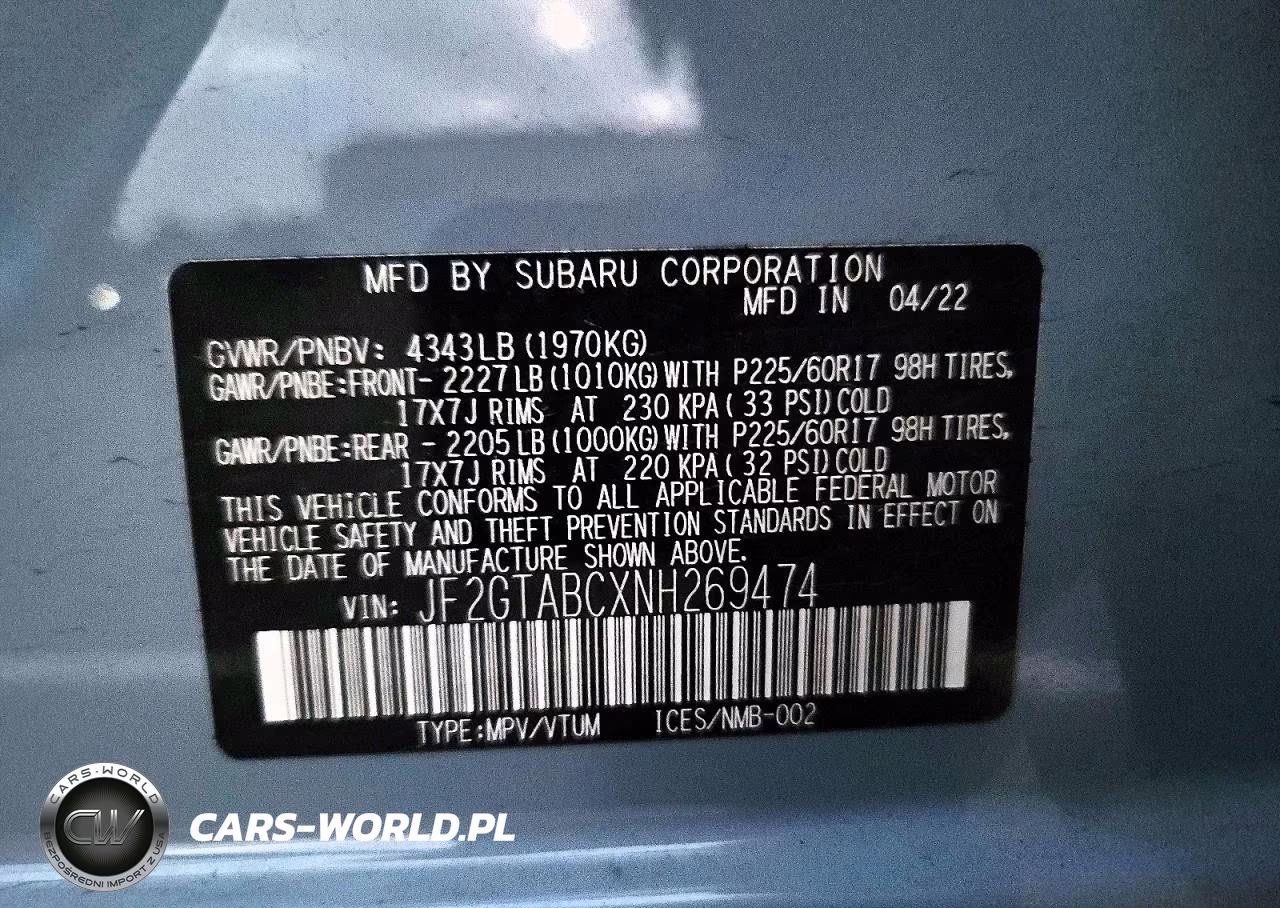 2022 Subaru Crosstrek VIN:JF2GTABCXNH269474 - 13