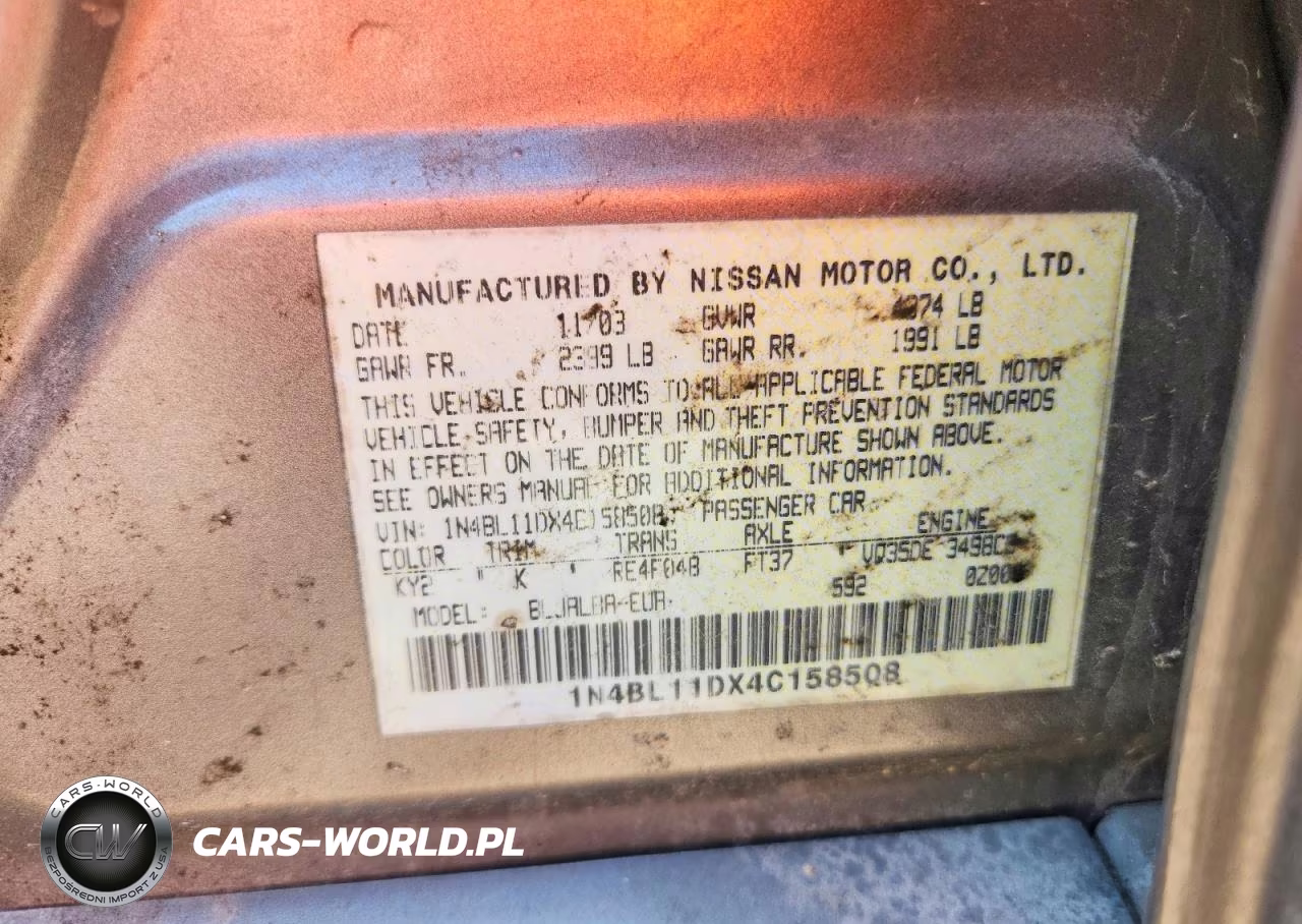 2004 Nissan Altima 3.5 Se VIN:1N4BL11DX4C158508 - 12