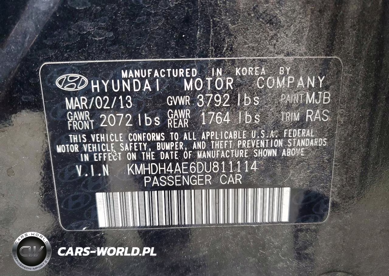 2013 Hyundai Elantra Gls VIN:KMHDH4AE6DU811114 - 12