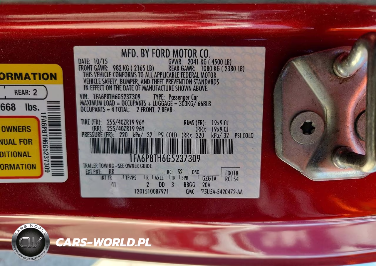 2016 FORD MUSTANG  VIN:1FA6P8TH6G5237309 - 12