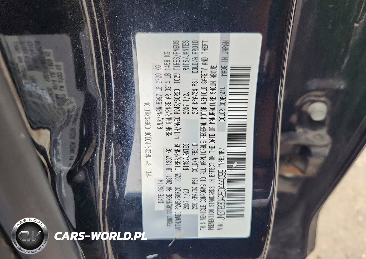 2014 Mazda Cx-9 Grand Touring VIN:JM3TB3DA2E0444099 - 13