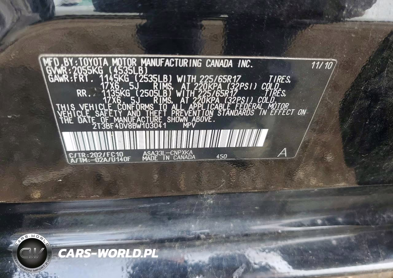 2011 Toyota Rav4 Base VIN:2T3BF4DV8BW103041 - 13