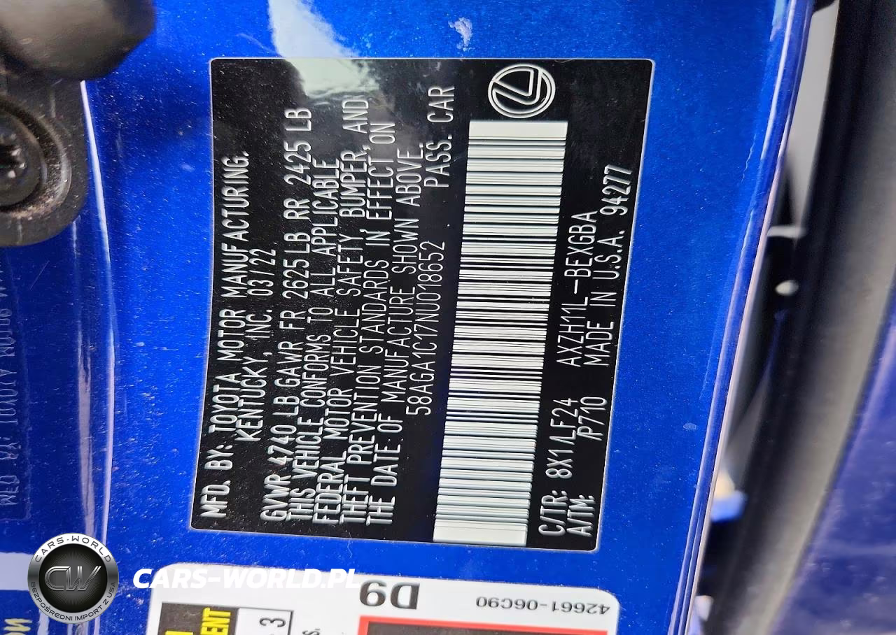 2022 Lexus Es 300H F Sport VIN:58AGA1C17NU018652 - 13