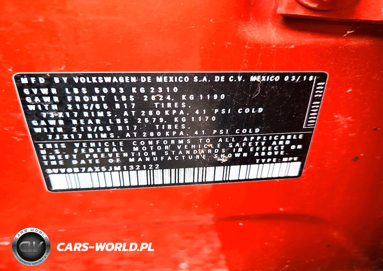 2018 Volkswagen Tiguan S VIN:3VV0B7AX5JM132122 - 13