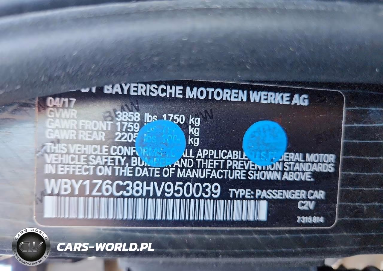 2017 BMW I3 Bev VIN:WBY1Z6C38HV950039 - 12