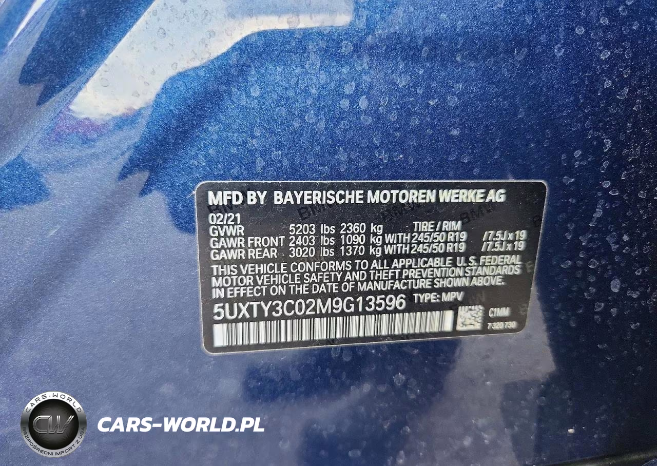 2021 BMW X3 Sdrive30I VIN:5UXTY3C02M9G13596 - 12
