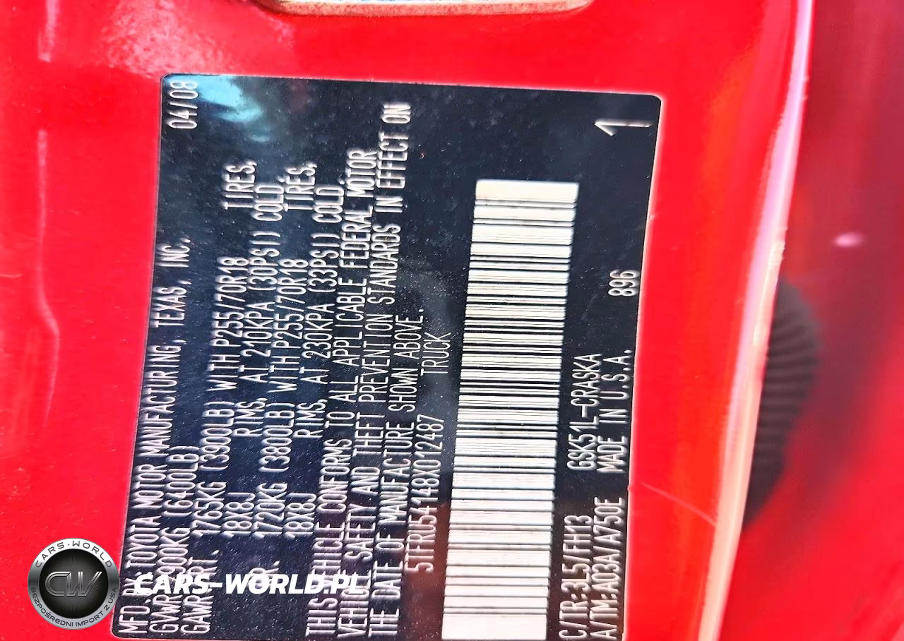 2008 Toyota Tundra Grade VIN:5TFRU54148X012487 - 12