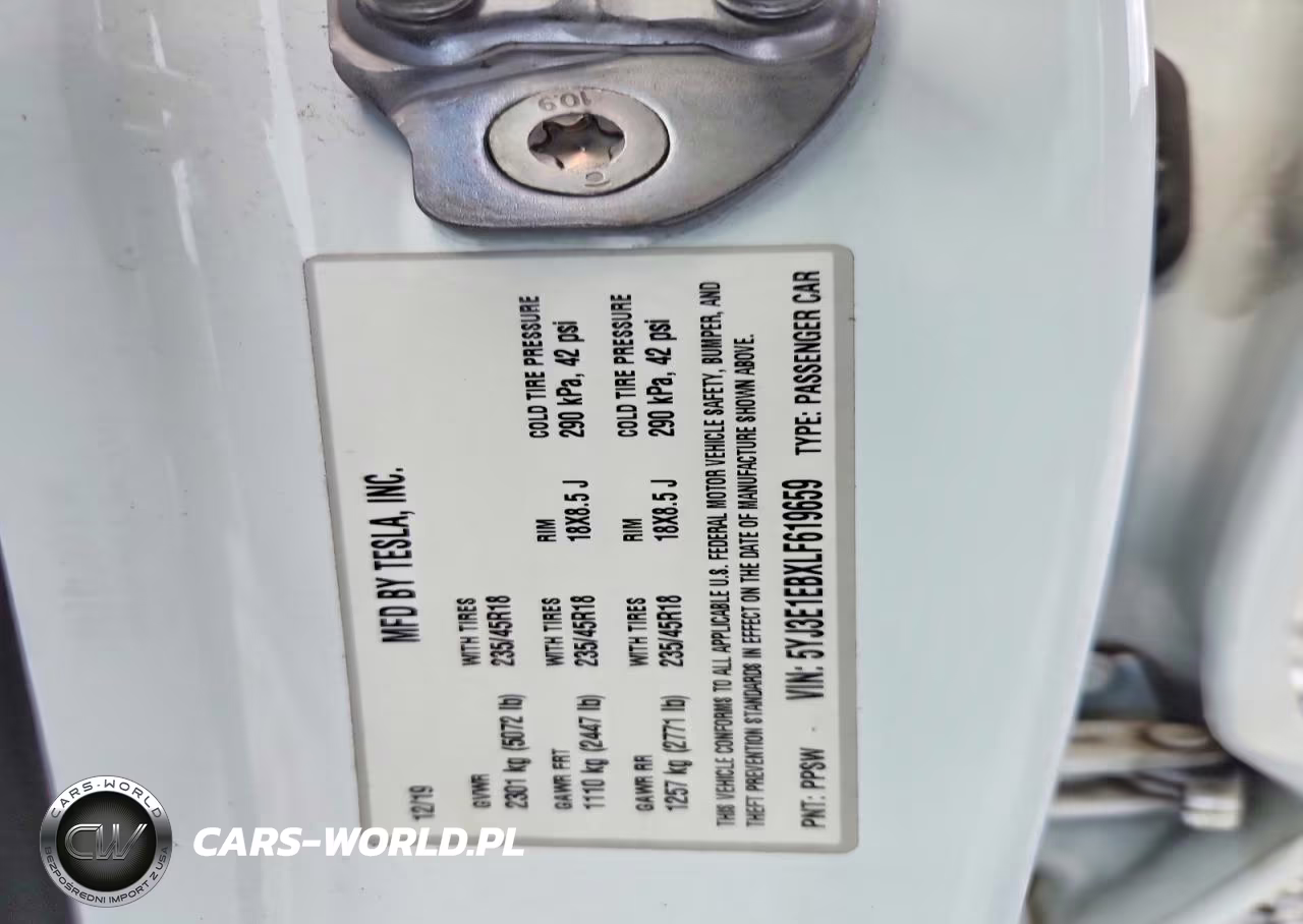 2020 Tesla Model 3 VIN:5YJ3E1EBXLF619659 - 12