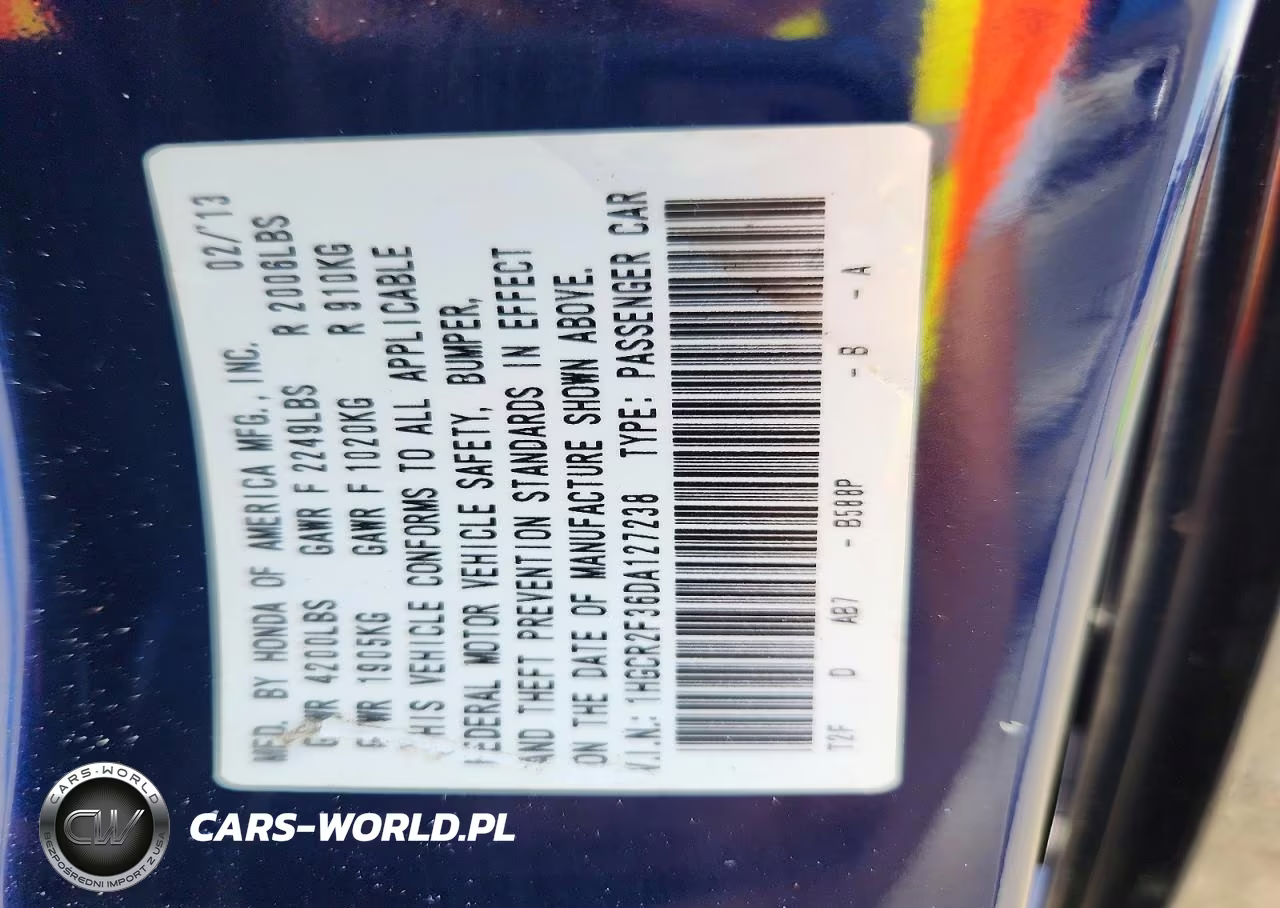 2013 Honda Accord 4D Ex VIN:1HGCR2F36DA127238 - 13