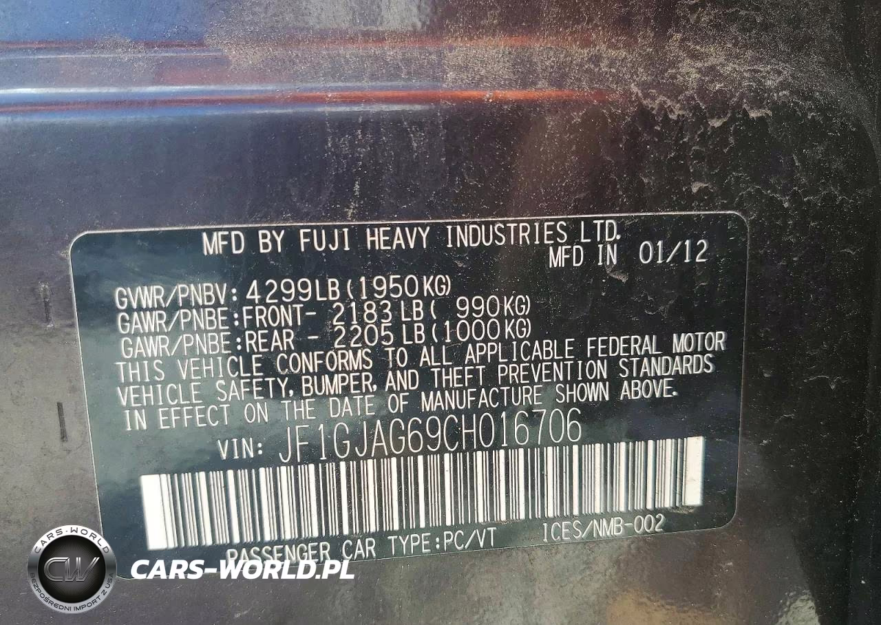 2012 Subaru Impreza Limited VIN:JF1GJAG69CH016706 - 12