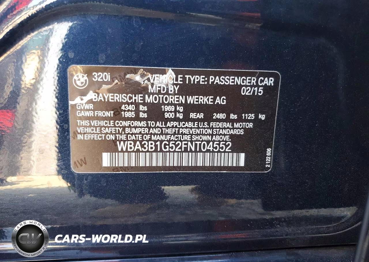 2015 BMW 320 I VIN:WBA3B1G52FNT04552 - 12