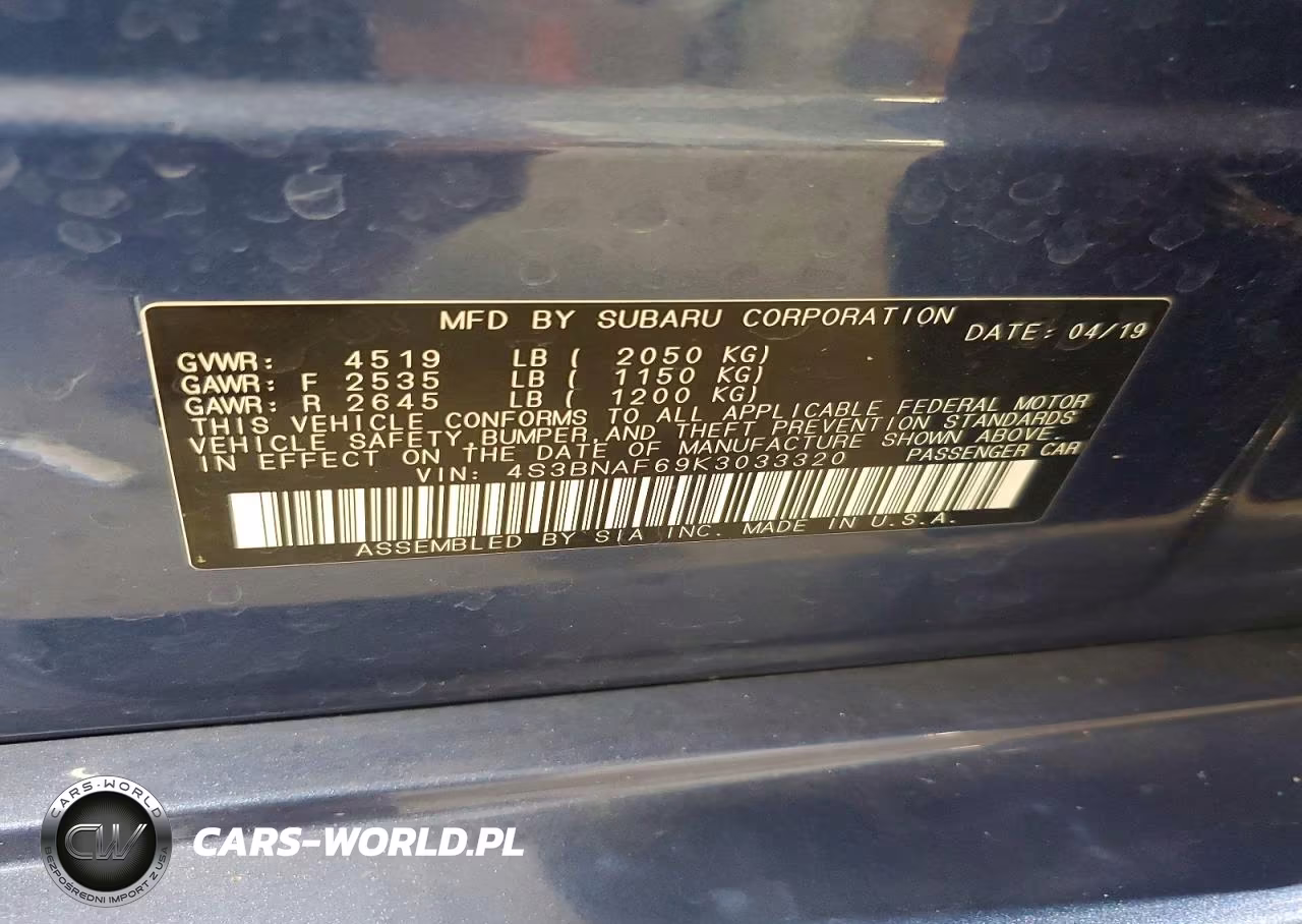 2019 Subaru Legacy 2.5I Premium VIN:4S3BNAF69K3033320 - 12