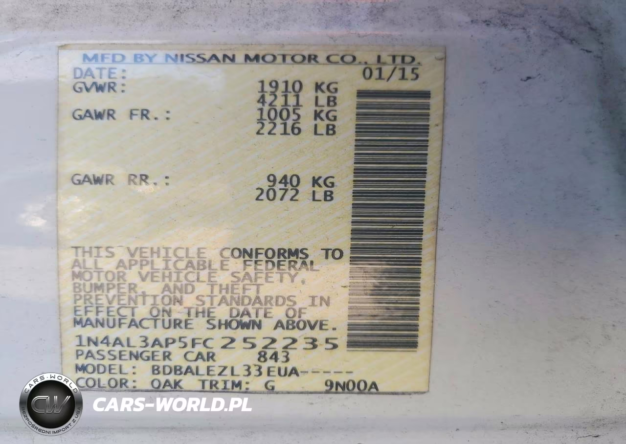 2015 Nissan Altima 2.5 S VIN:1N4AL3AP5FC252235 - 12