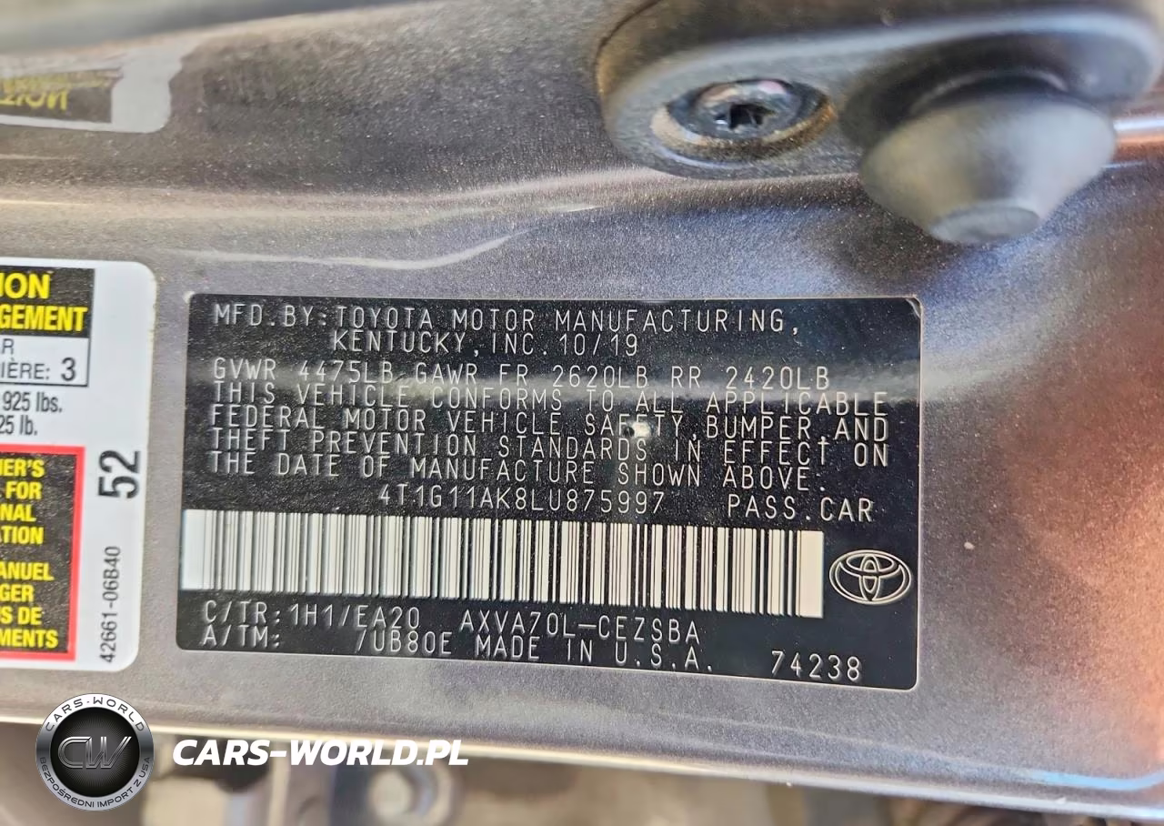 2020 Toyota Camry Se VIN:4T1G11AK8LU875997 - 12
