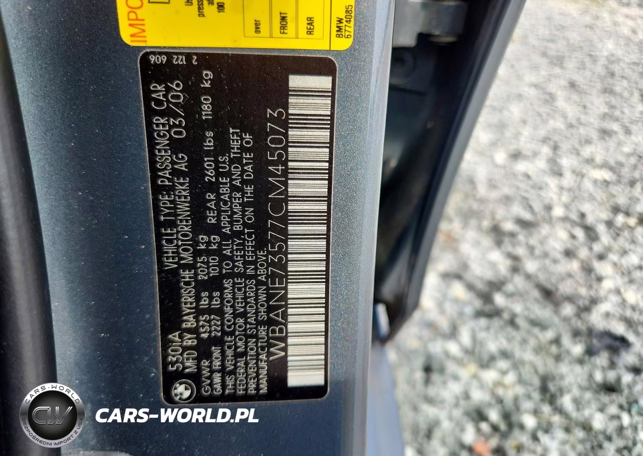 2007 BMW 530 I VIN:WBANE73577CM45073 - 12