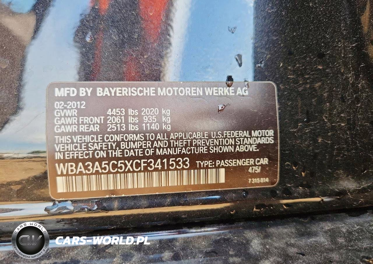 2012 BMW 328 I VIN:WBA3A5C5XCF341533 - 12