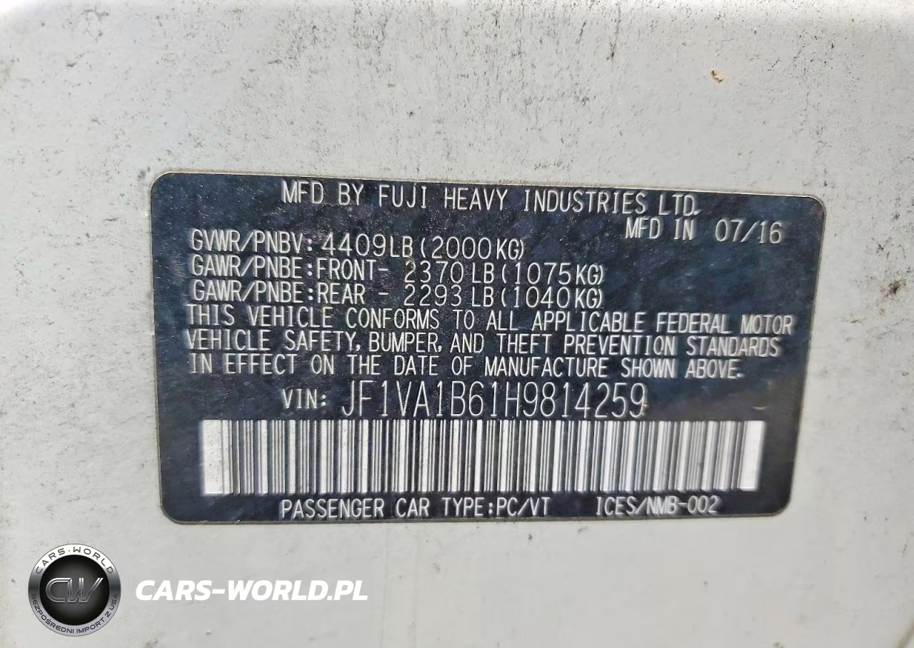 2017 Subaru Wrx VIN:JF1VA1B61H9814259 - 12