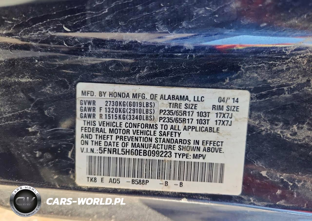 2014 Honda Odyssey Exl VIN:5FNRL5H60EB099223 - 13