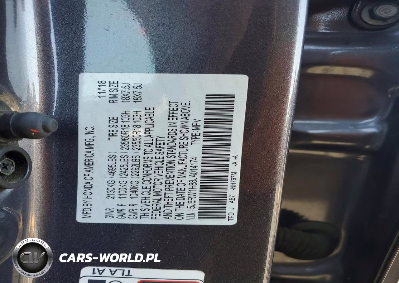 2018 Honda Cr-V Exl VIN:5J6RW1H88JA014174 - 14