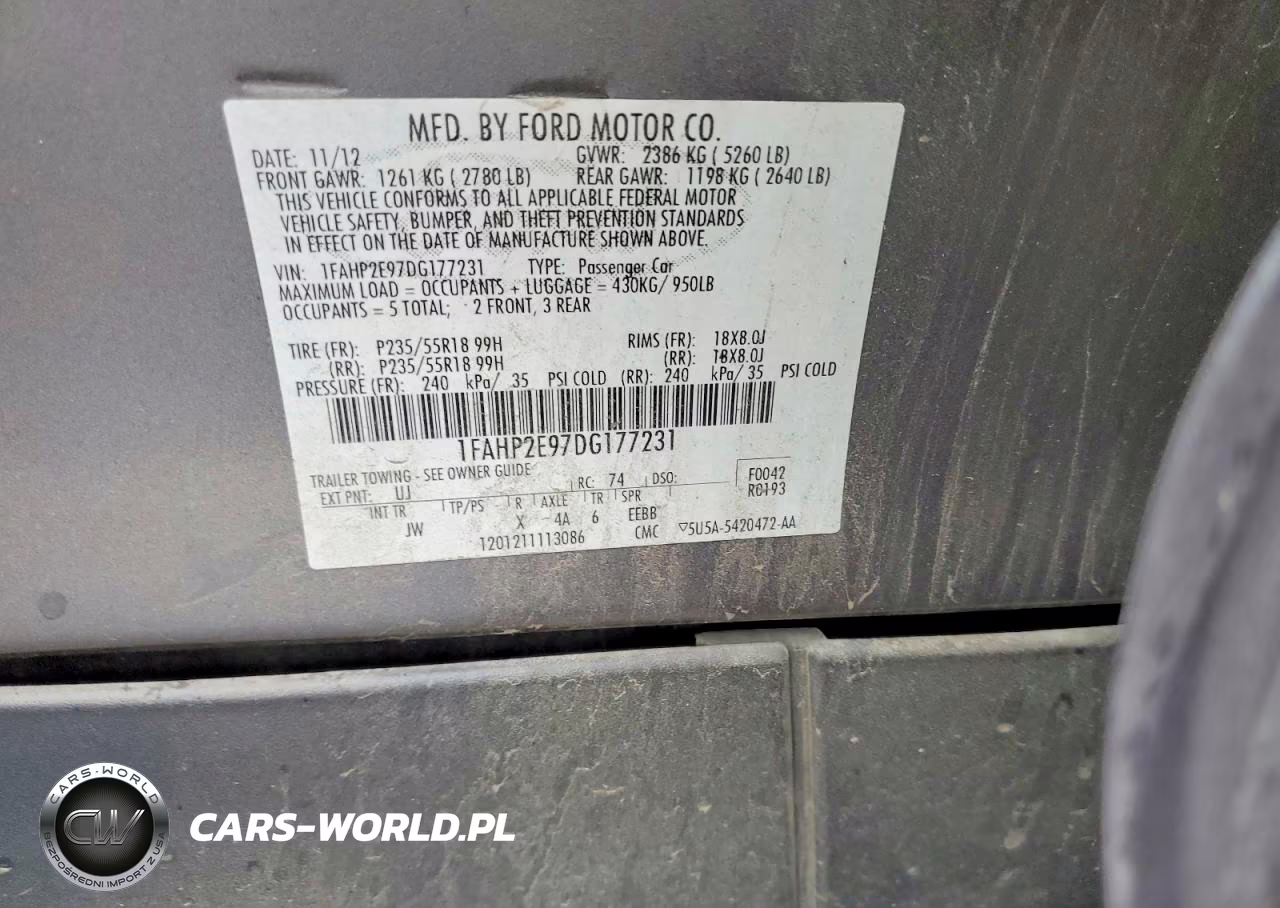 2013 Ford Taurus Sel VIN:1FAHP2E97DG177231 - 13