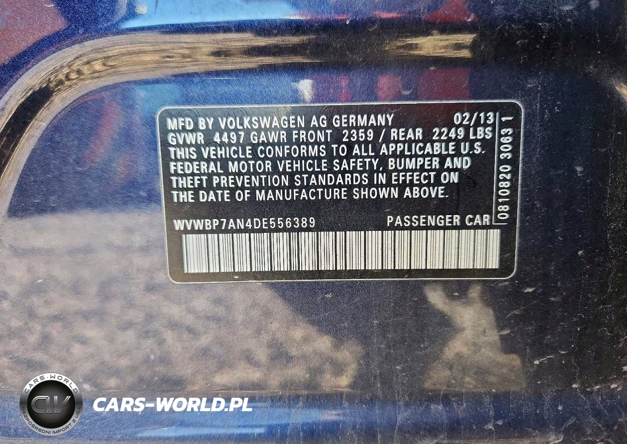 2013 Volkswagen Cc Sport VIN:WVWBP7AN4DE556389 - 13