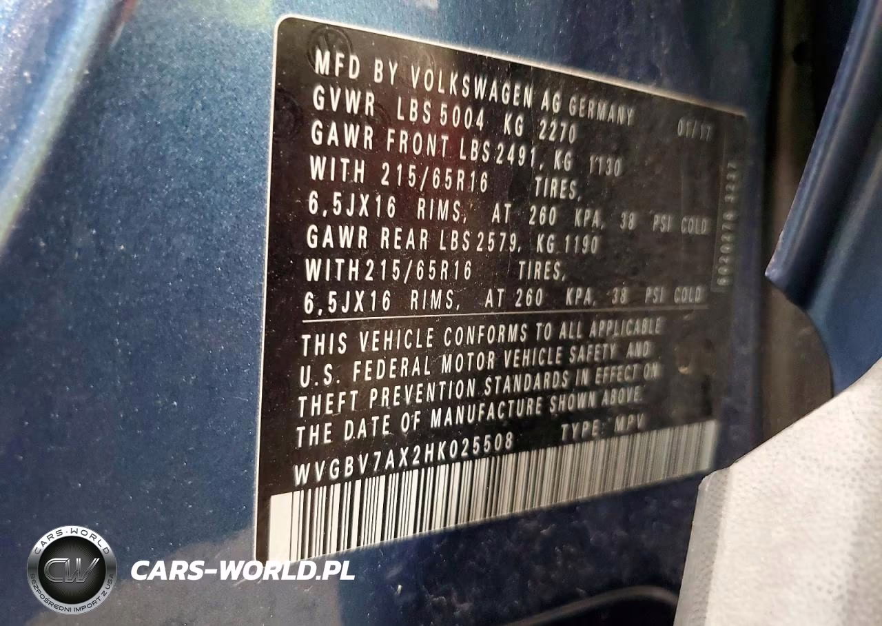 2017 Volkswagen Tiguan S VIN:WVGBV7AX2HK025508 - 14