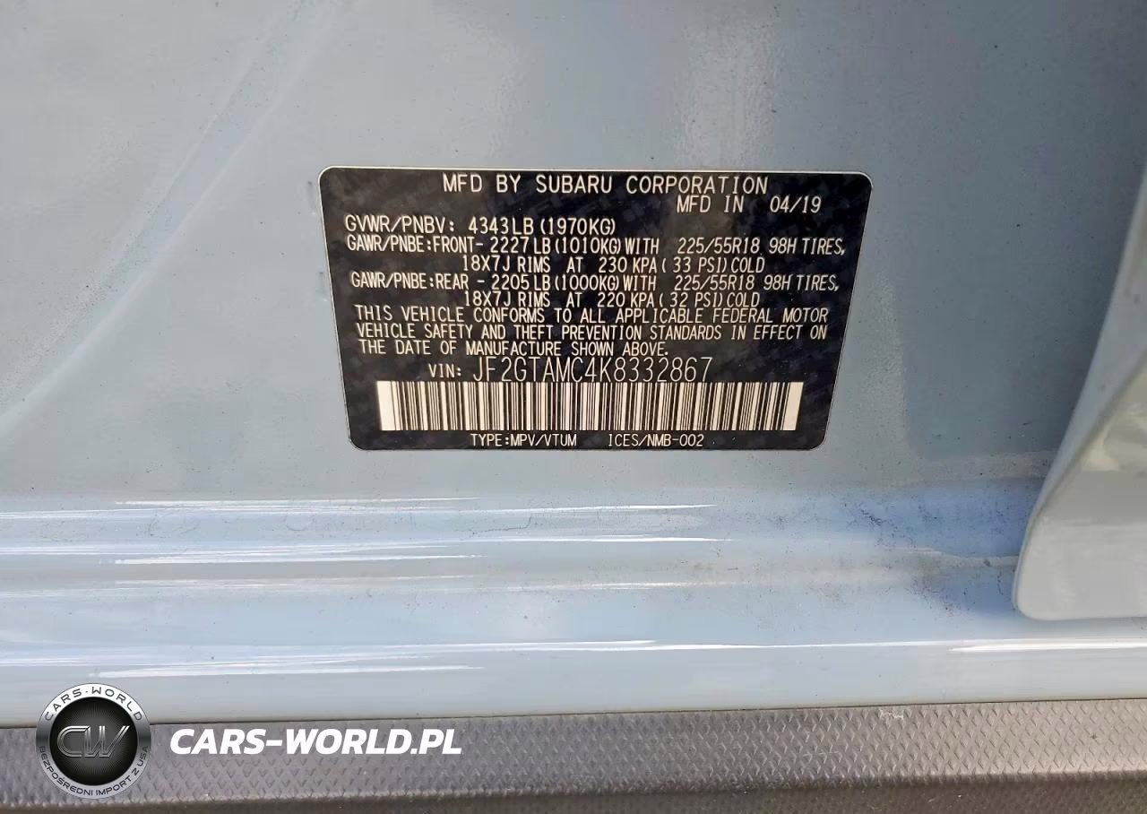 2019 Subaru Crosstrek Limited VIN:JF2GTAMC4K8332867 - 13