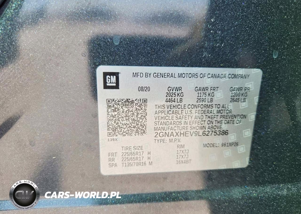 2020 Chevrolet Equinox Ls VIN:2GNAXHEV9L6275386 - 13