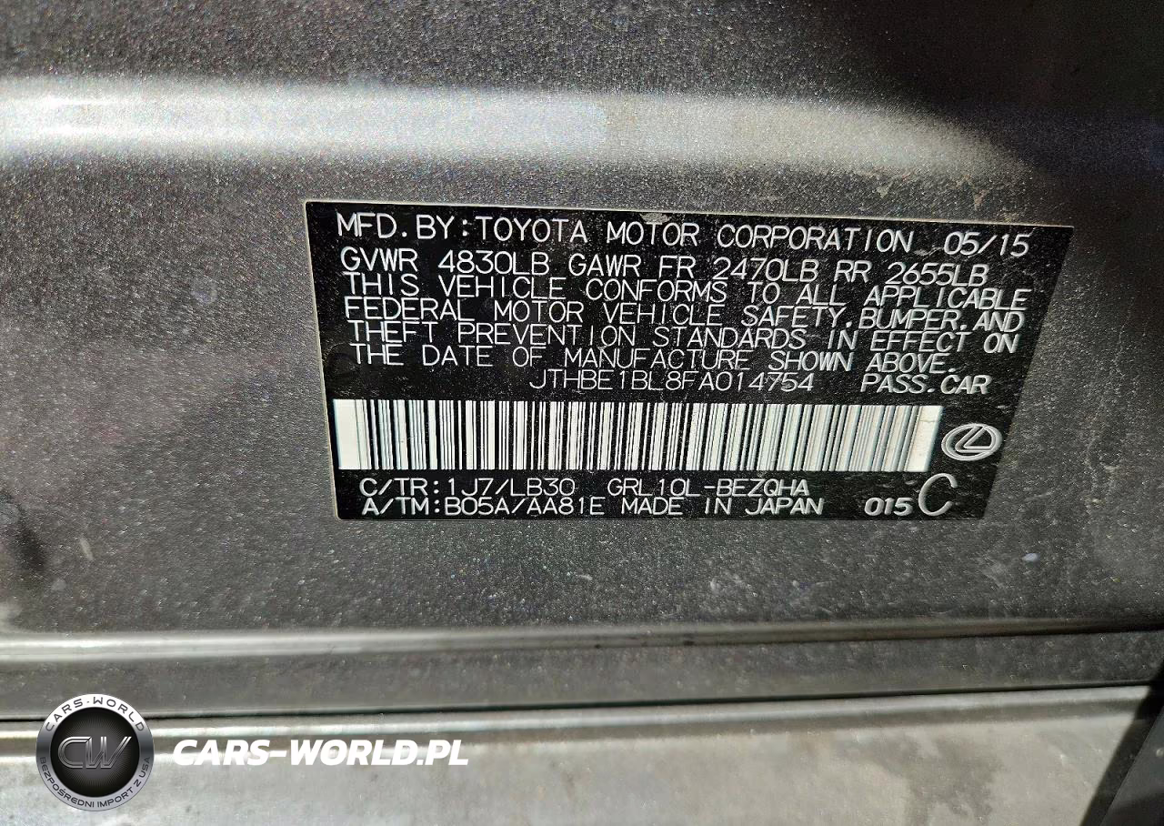2015 Lexus Gs 350 VIN:JTHBE1BL8FA014754 - 12