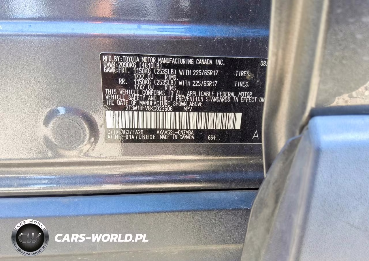 2019 Toyota Rav4 Xle VIN:2T3W1RFV8KC023606 - 13