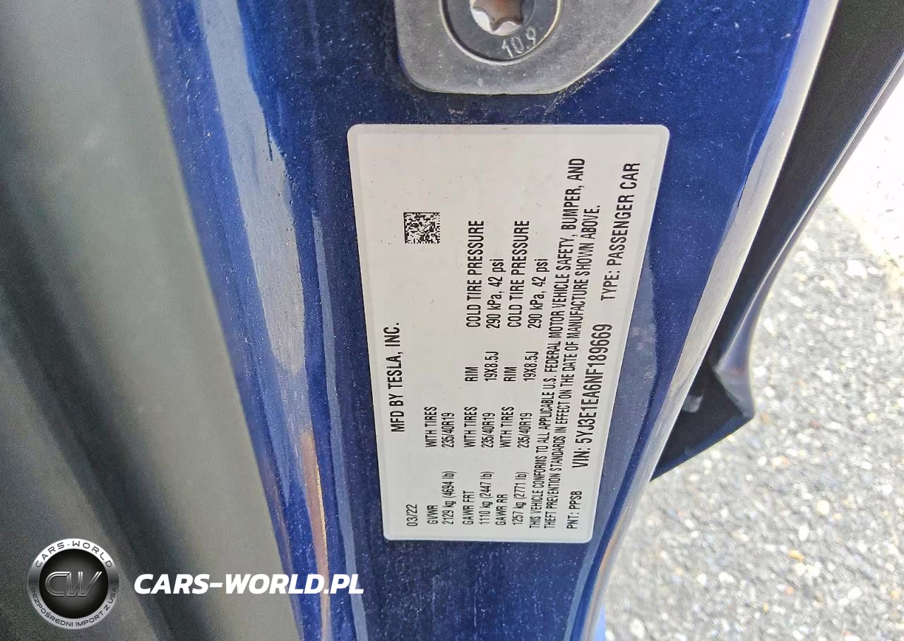 2022 Tesla Model 3 VIN:5YJ3E1EA6NF189669 - 13