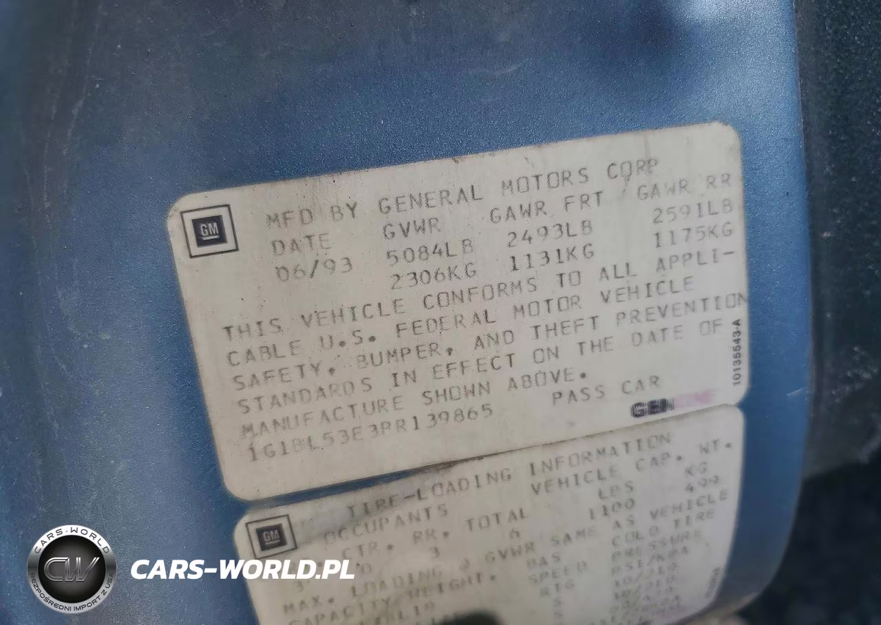 1993 Chevrolet Caprice Classic VIN:1G1BL53E3PR139865 - 12