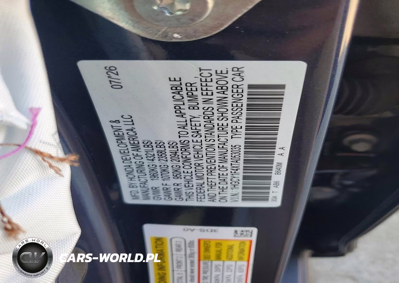 2026 Honda Accord Se VIN:1HGCY1F4XTA053035 - 13