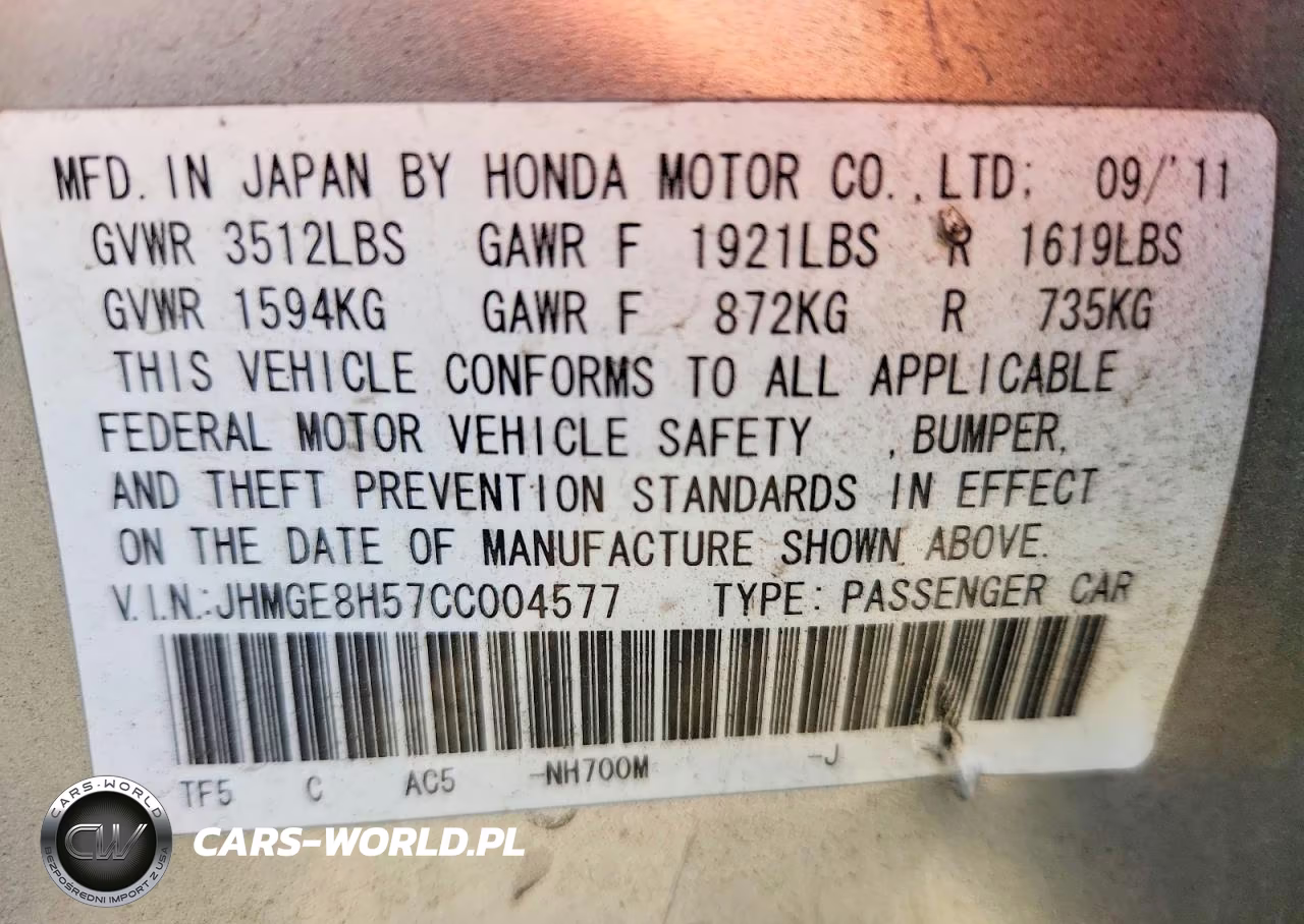 2012 Honda Fit Sport VIN:JHMGE8H57CC004577 - 12