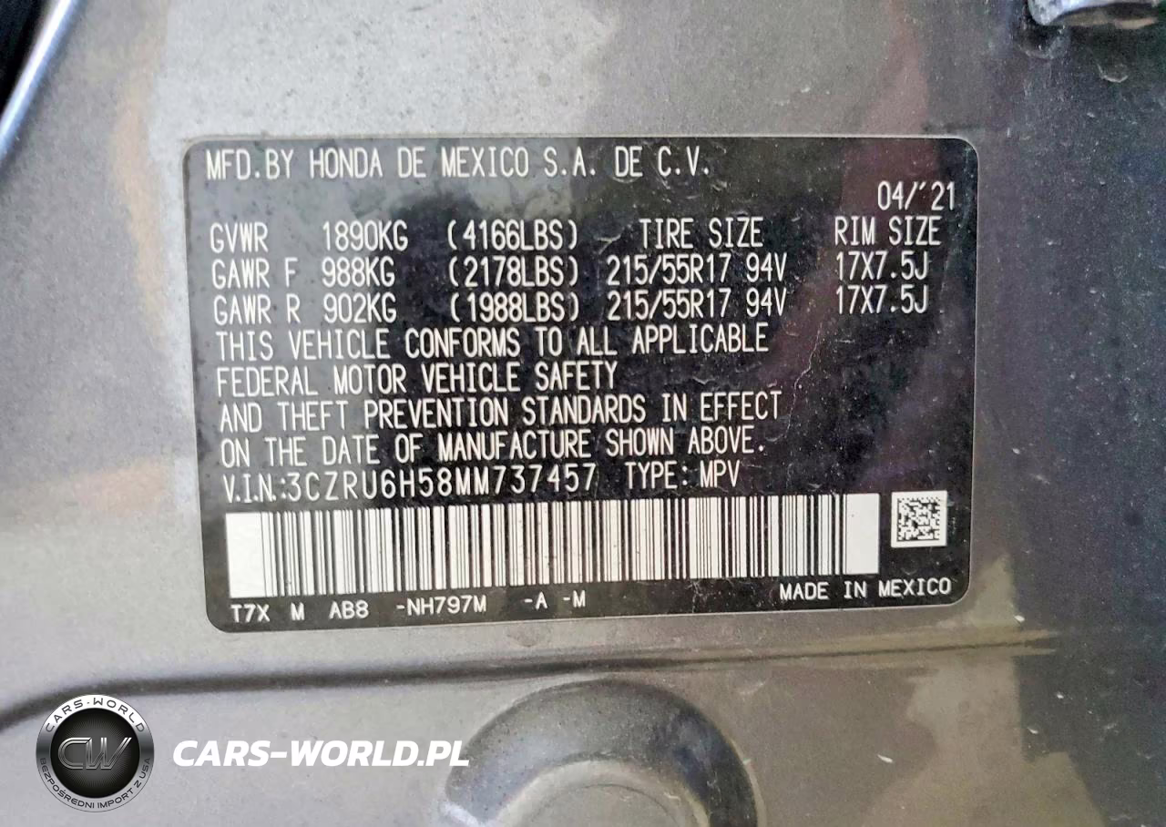 2021 Honda Hr-V Ex VIN:3CZRU6H58MM737457 - 13