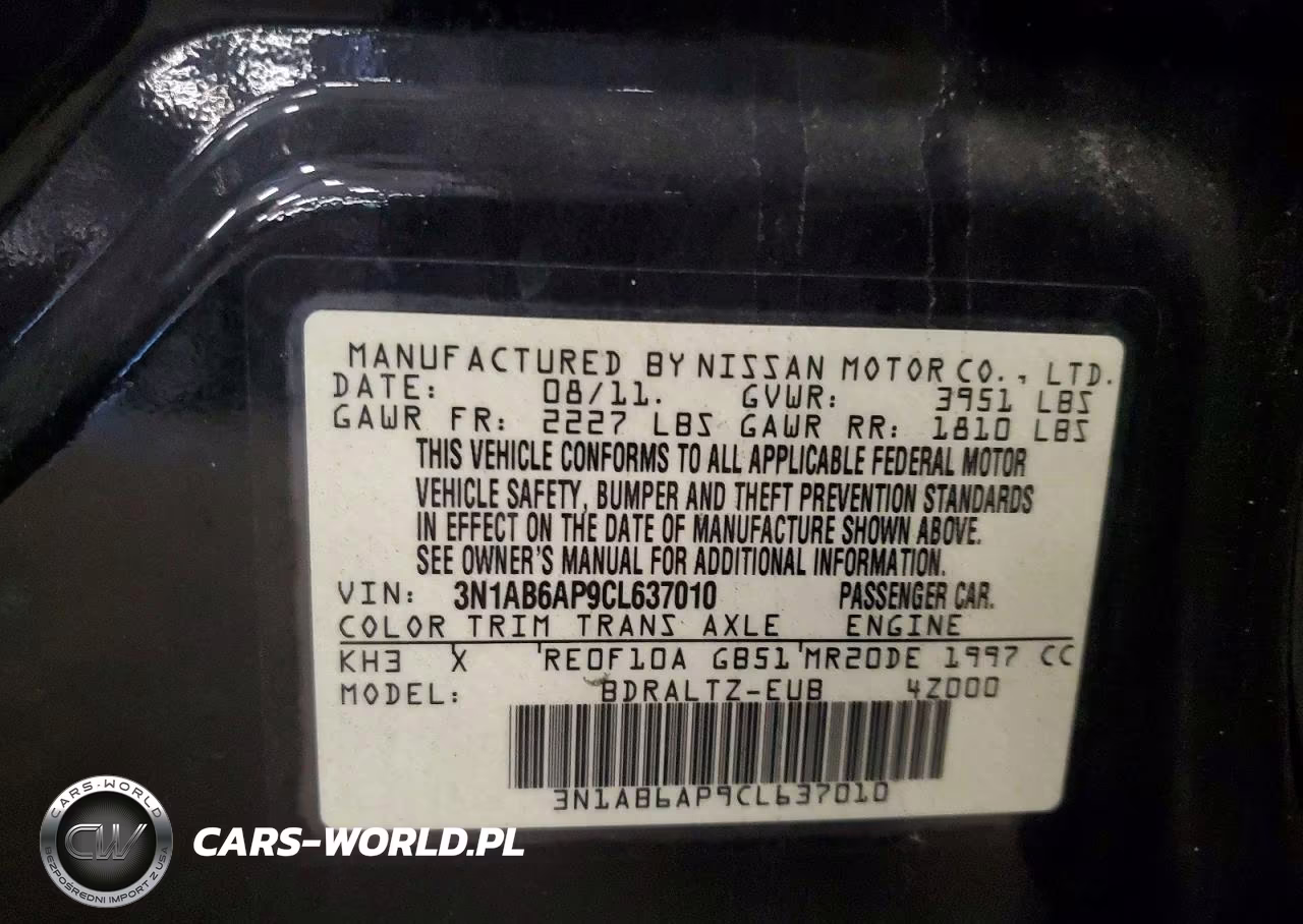 2012 Nissan Sentra 2.0 VIN:3N1AB6AP9CL637010 - 12