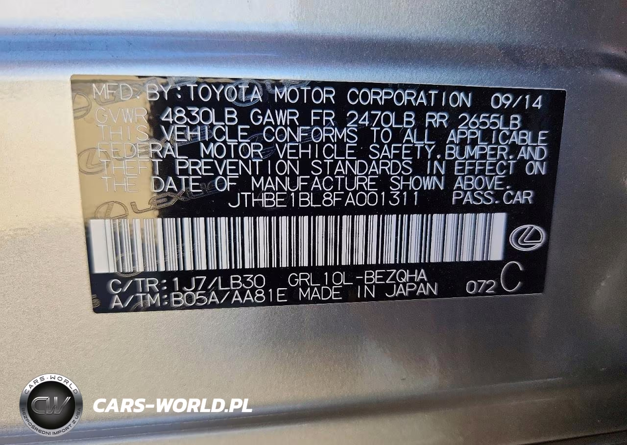 2015 Lexus Gs 350 VIN:JTHBE1BL8FA001311 - 12