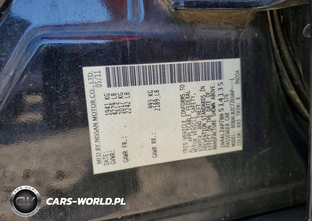 2011 Nissan Altima 2.5 VIN:1N4AL2AP7BN514135 - 12