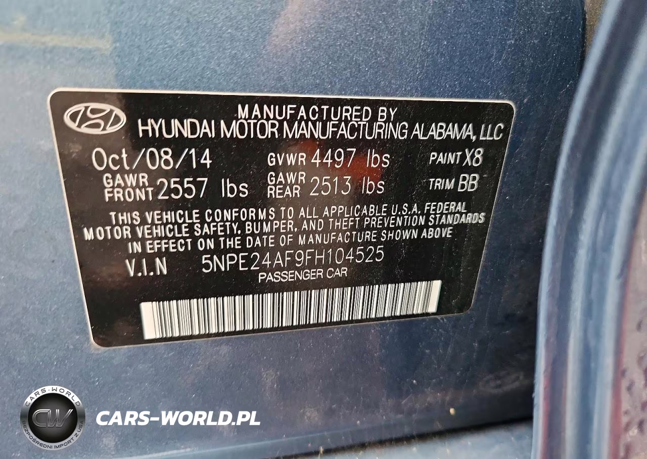 2015 Hyundai Sonata VIN:5NPE24AF9FH104525 - 12