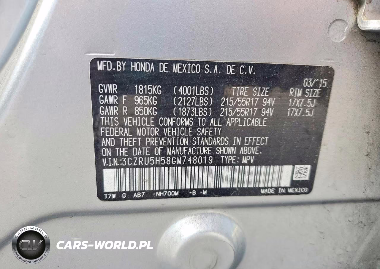 2016 Honda Hr-V Ex VIN:3CZRU5H58GM748019 - 13