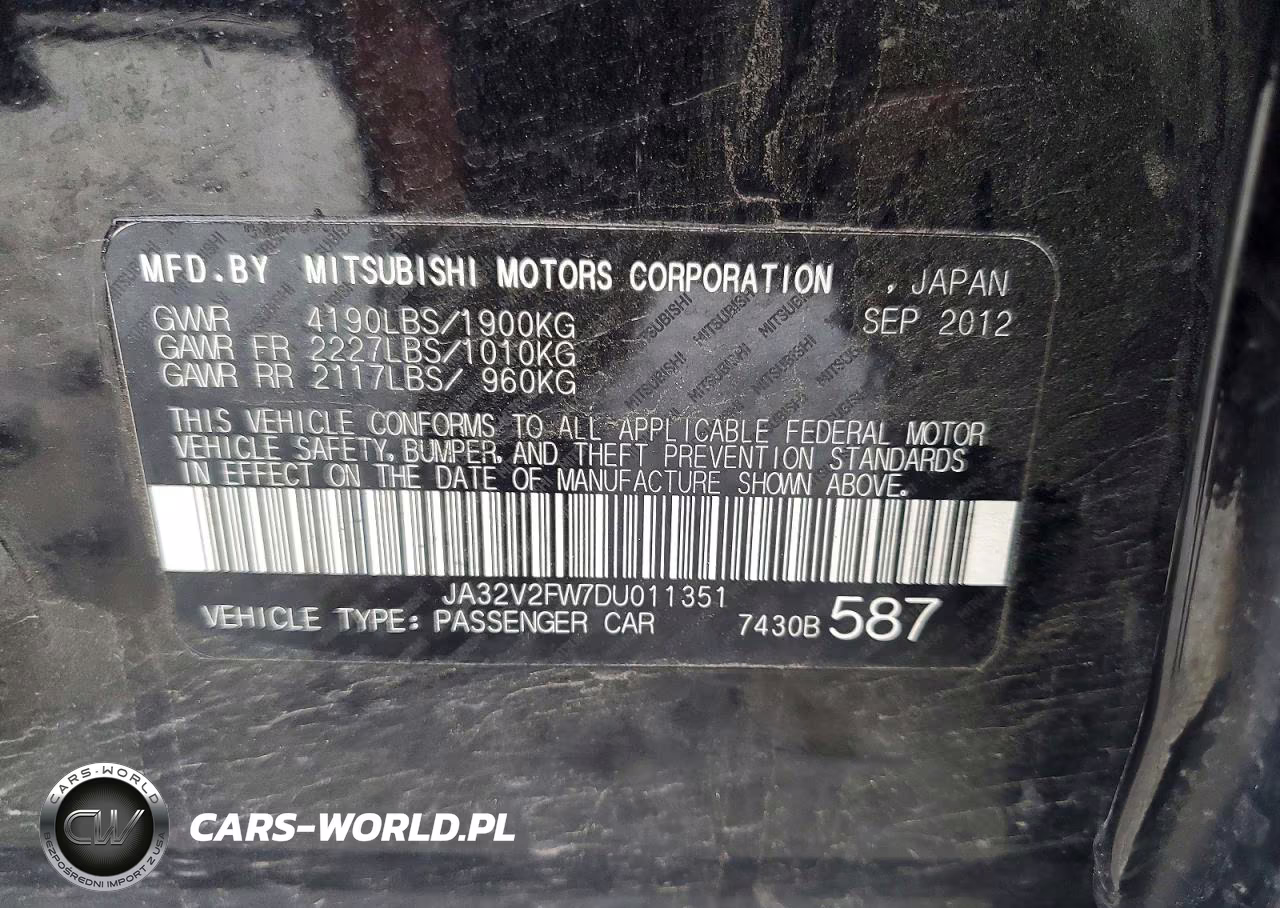 2013 Mitsubishi Lancer Se VIN:JA32V2FW7DU011351 - 12